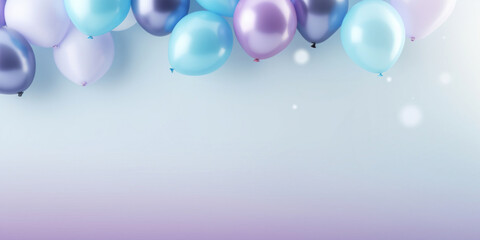 Background with blue, silver, purple, white balloons