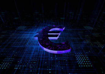 Financial data technology information transmission currency symbol euro symbol - obrazy, fototapety, plakaty