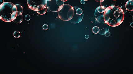 Close-up colorful bubbles with dark background