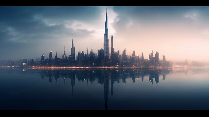 Fictional sky line view of the city