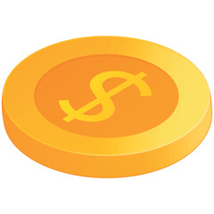 vector illustration of gold coin in isometric