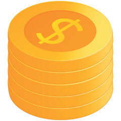 vector illustration of gold coins in isometry smooth
