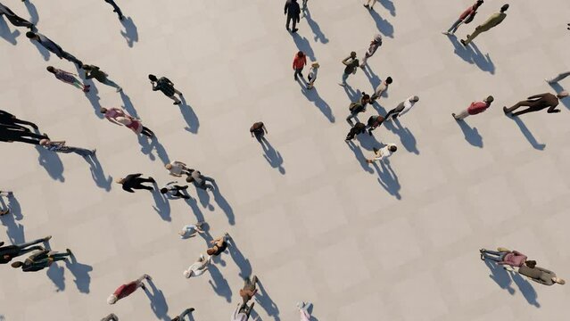 aerial view of a crowd, 3d rendering