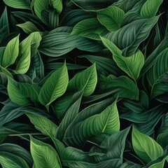Seamless. Green leaves of plants