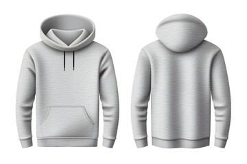 Men's gray sweatshirt long sleeve, men's hoody mockup for print, isolated on transparent background