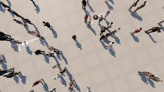 individual identification in a crowd, 3d rendering