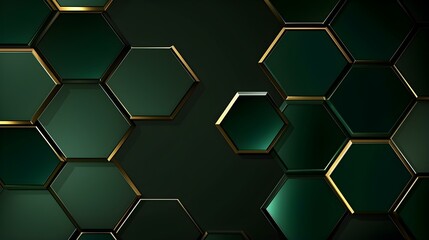 Abstract Background of hexagonal Shapes in emerald Colors. Geometric 3D Wallpaper
