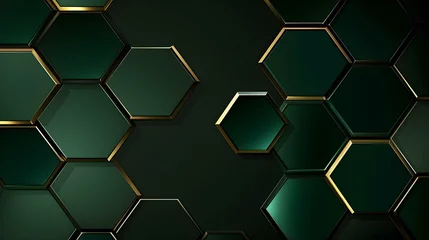 Poster Abstract Background of hexagonal Shapes in emerald Colors. Geometric 3D Wallpaper  © drdigitaldesign