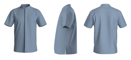 Man Shirt Short Sleeve. Isolated Button-down shirt. T-Shirt