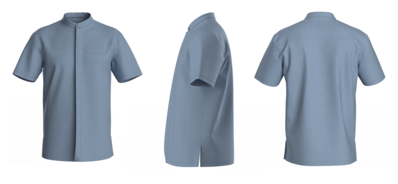 Man Shirt Short Sleeve. Isolated Button-down shirt. T-Shirt