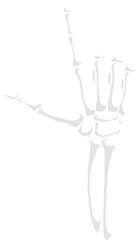 Skeleton hand making pointing up gesture, with bony fingers arranged in a specific position. Isolated vector skeletal palm showing direction, conveying a message or expressing a particular intention