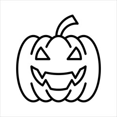 Pumpkin line icon, outline vector sign, linear style pictogram. Halloween holiday symbol, vector illustration on white background