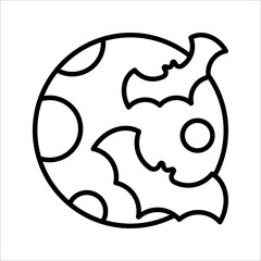Bats and moon glyph icon, halloween and midnight, bats flying on the moon vector icon, party decoration, vector illustration on white background