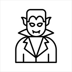Dracula vampire line icon, bat and halloween, creature sign, vector illustration on white background
