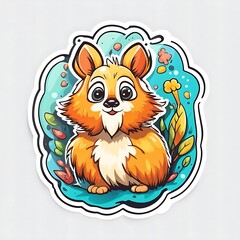 photo of a beautiful rabbit with colorful background isolated on light, Generative AI