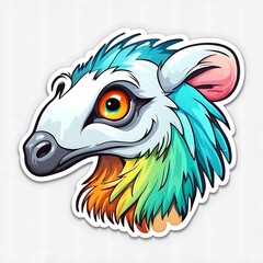 photo of a beautiful goat head sticker with bright colors isolated on white, generative AI