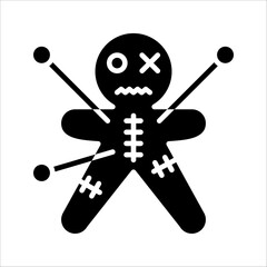 Voodoo puppet icon. Thin linear voodoo puppet outline icon, vector illustration on white background