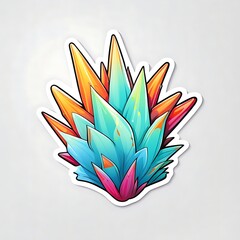 photo of a beautiful spike sticker with bright colors isolated on light, Generative AI