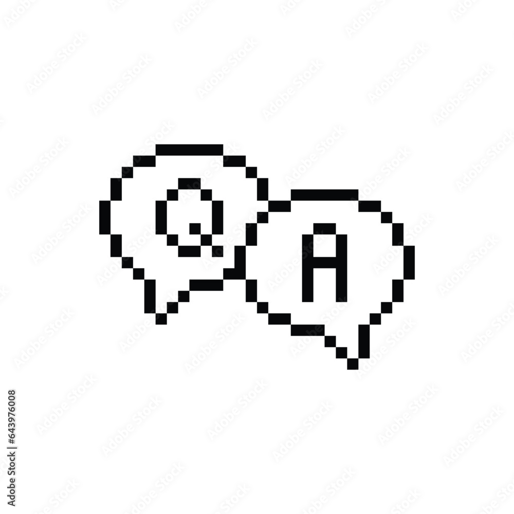 Poster qa q a icon 8 bit, pixel art faq sign ask answer icon icon for game logo.