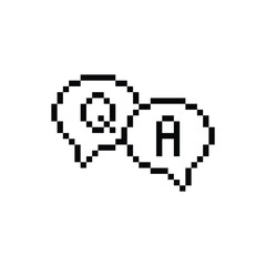  qa q a icon 8 bit, pixel art faq sign ask answer icon icon  for game  logo.