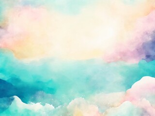 Fantasy sea and beach background, Abstract watercolor nature background