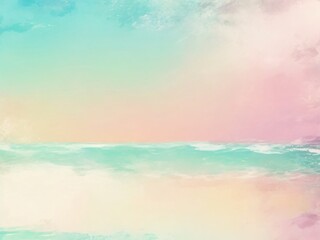 Fantasy beach and sea with pastel gradient watercolor, Sea watercolor background