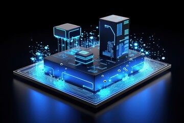 ai network, big data, cloud computing 3d artificial technology concept.