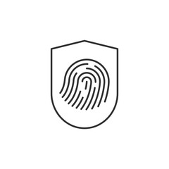 Line editable shield, guard icon with security fingerprint