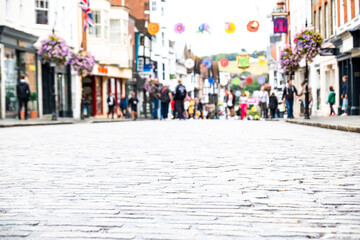 Typical British high street scene close focuses with background blur