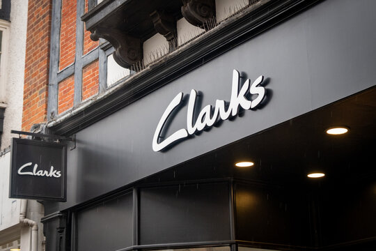 GUILDFORD, SURREY, UK: Clarks shoe shop on Guildford High Street, a long established British shoe retail chain.