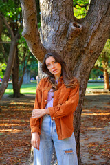 woman in the park in bulgaria varna, model shooting, autumn 