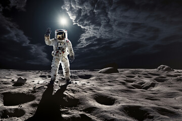 an astronaut in a space suit on the moon - Powered by Adobe