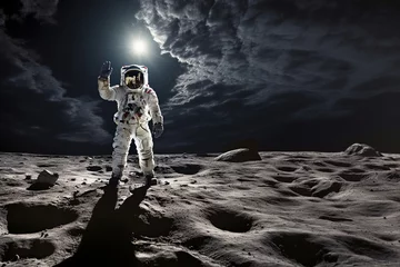 Zelfklevend Fotobehang an astronaut in a space suit on the moon © eli