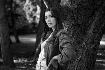 woman in the park in bulgaria varna, model shooting, autumn 