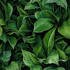 Seamless. Green leaves of plants