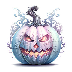 Watercolor pastel purple Halloween pumpkin