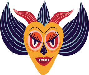 Vibrant Strange ugly yellow bird with long wings. Halloween characters