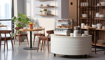 Small modern Korean style design cafe glossy ivory white