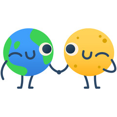 Earth and moon gradient illustration