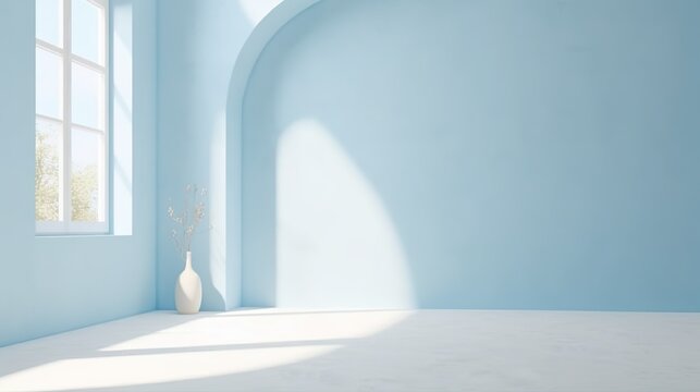 Empty blue room with window