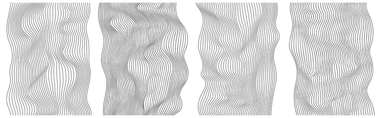 Backdrop cover template hand drawn set. Abstract wavy curve line background collection wallpaper or poster.