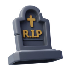 3d Gravestone with RIP inscription, Halloween holiday concept.