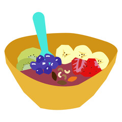 Acai bowl flat illustration