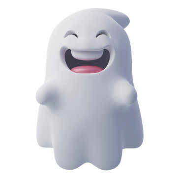 3d Cute Ghost, Halloween Ghost, Halloween holiday concept.