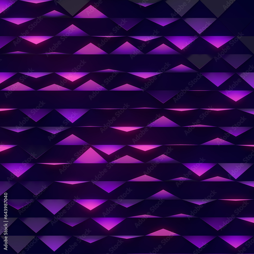Fototapete Digital illustration of a simple geometric pattern of triangular shapes on a dark background. 3d rendering