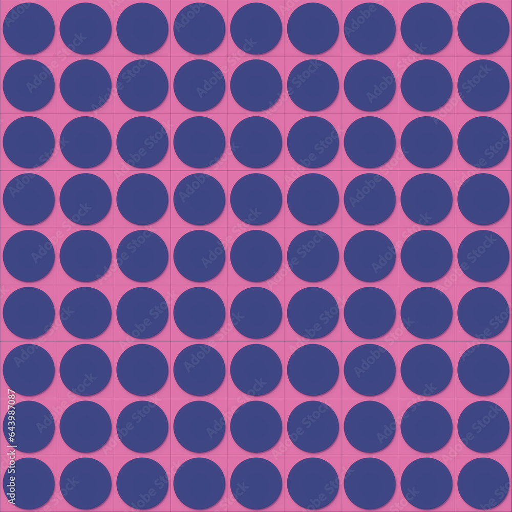 Fototapete Polka dot pattern creates an optical illusion. Geometric abstract art background. 3d rendering digital illustration