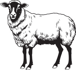 Sheep full length, Farm animal, Vector Illustration, SVG