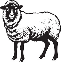 Sheep full length, Farm animal, Vector Illustration, SVG