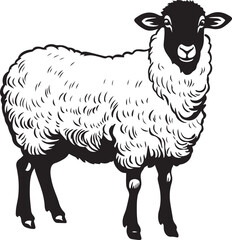 Sheep full length, Farm animal, Vector Illustration, SVG