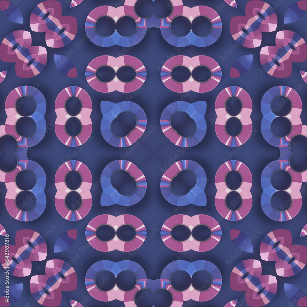 Poster abstract symmetrical background of spinning colorful geometric shapes. 3d rendering digital illustra